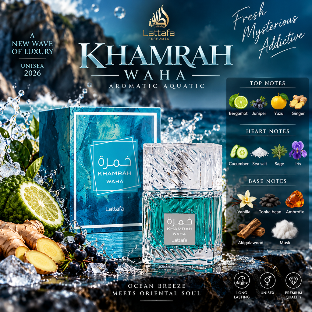 Lattafa Unisex Khamrah Waha EDP Spray 3.4 oz Fragrances