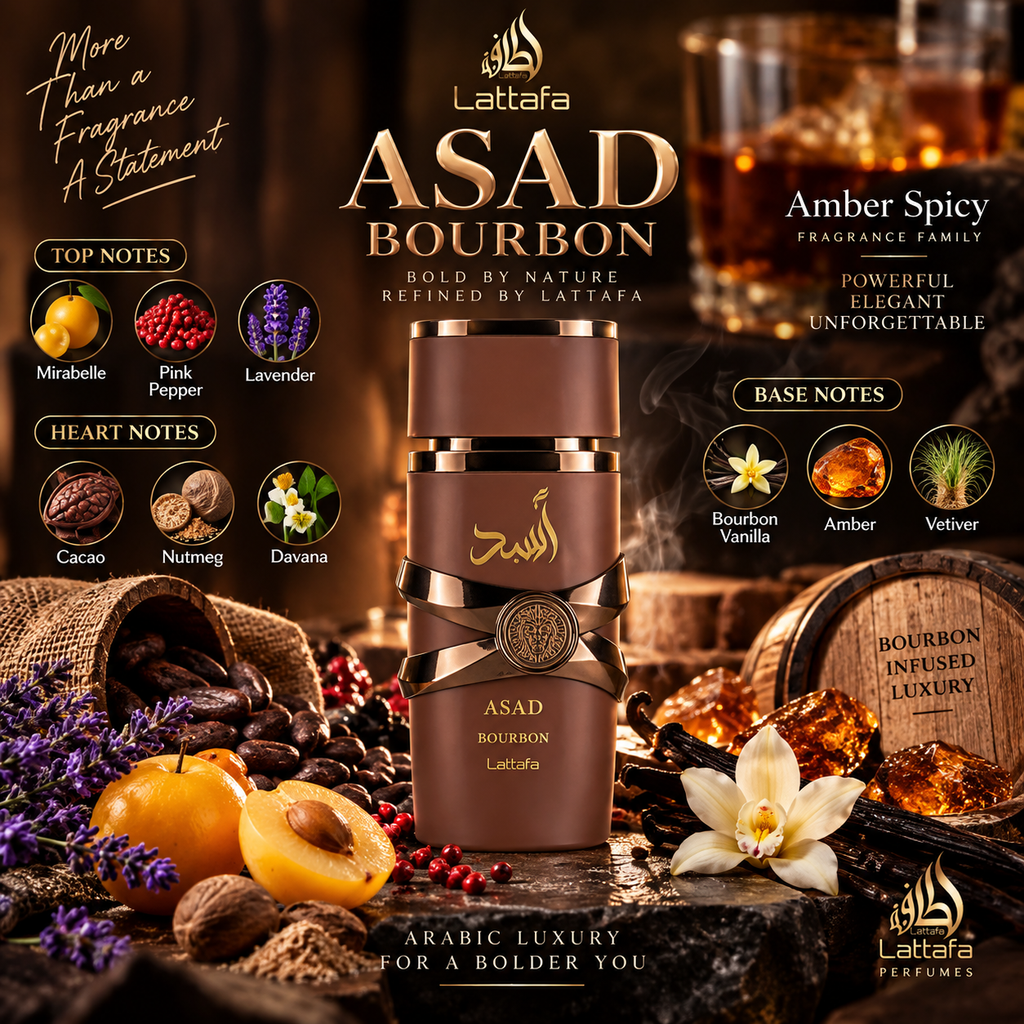 Lattafa Men's Asad Bourbon EDP Spray 3.4 oz Fragrances