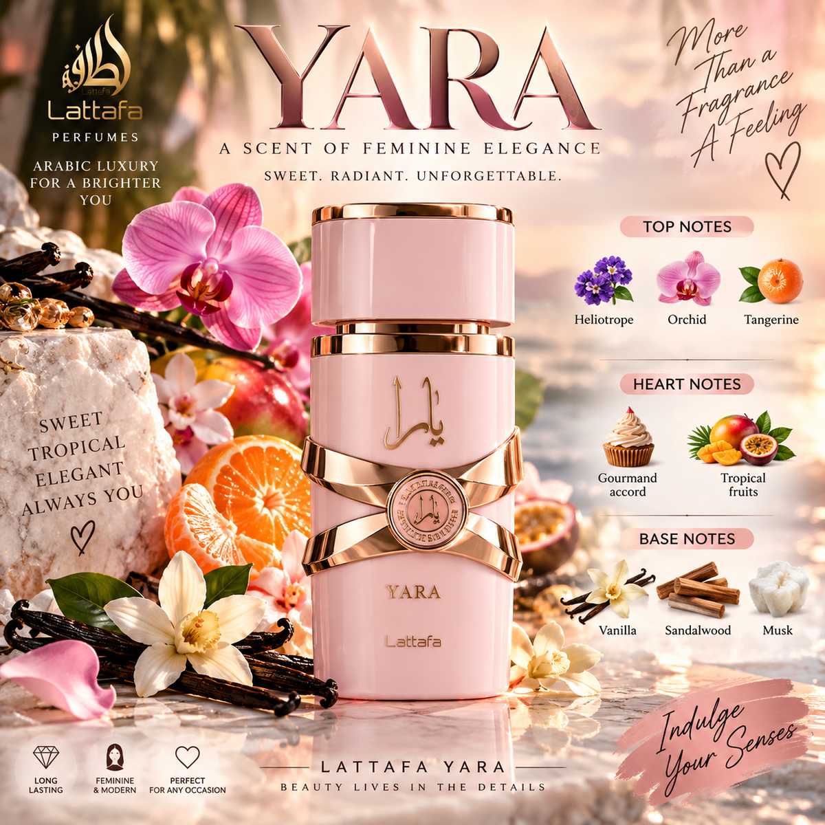 Lattafa Ladies Yara EDP Spray 3.38 oz Fragrances