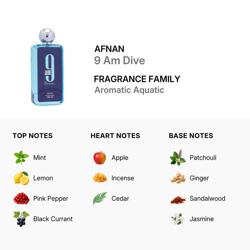 Afnan Unisex 9AM Dive EDP Spray 3.4 oz Fragrances