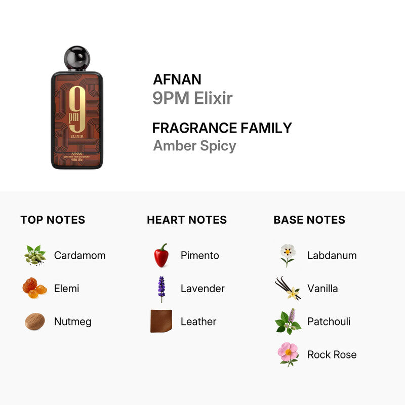 Afnan Unisex 9PM Elixir Extrait de Parfum Spray 3.4 oz Fragrances