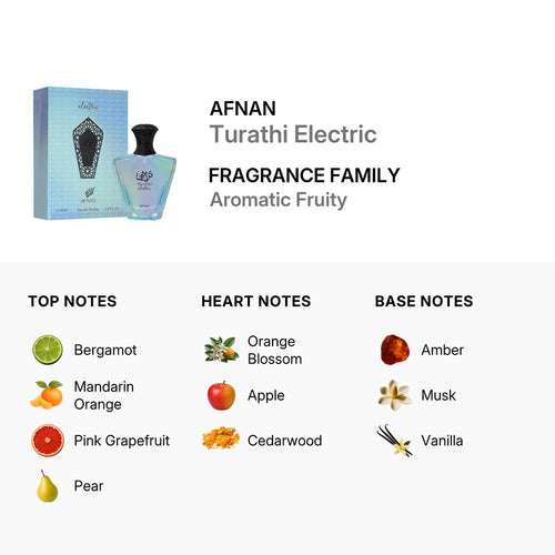 Afnan Unisex Turathi Electric EDP Spray 3.0 oz Fragrances