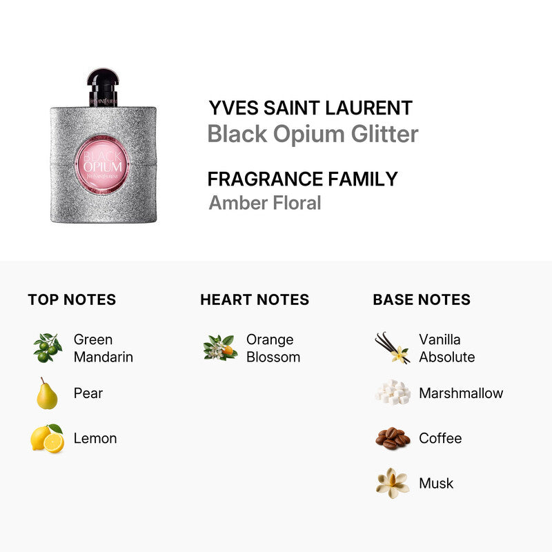 Yves Saint Laurent  Ladies Black Opium Glitter EDP Spray 3.0 oz Fragrances
