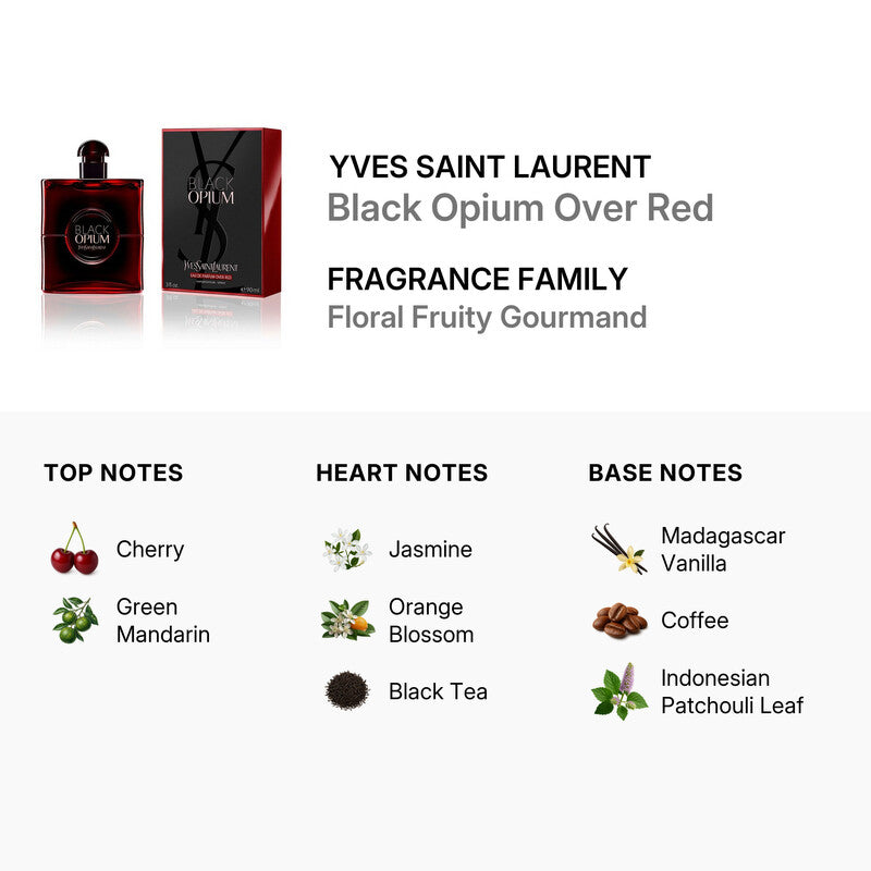 Yves Saint Laurent  Ladies Black Opium Over Red EDP Spray 3.0 oz Fragrances