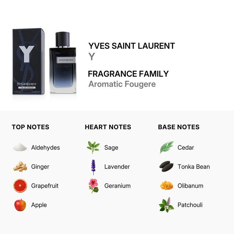 Yves Saint Laurent  Men's Y EDP Spray 3.3 oz Fragrances